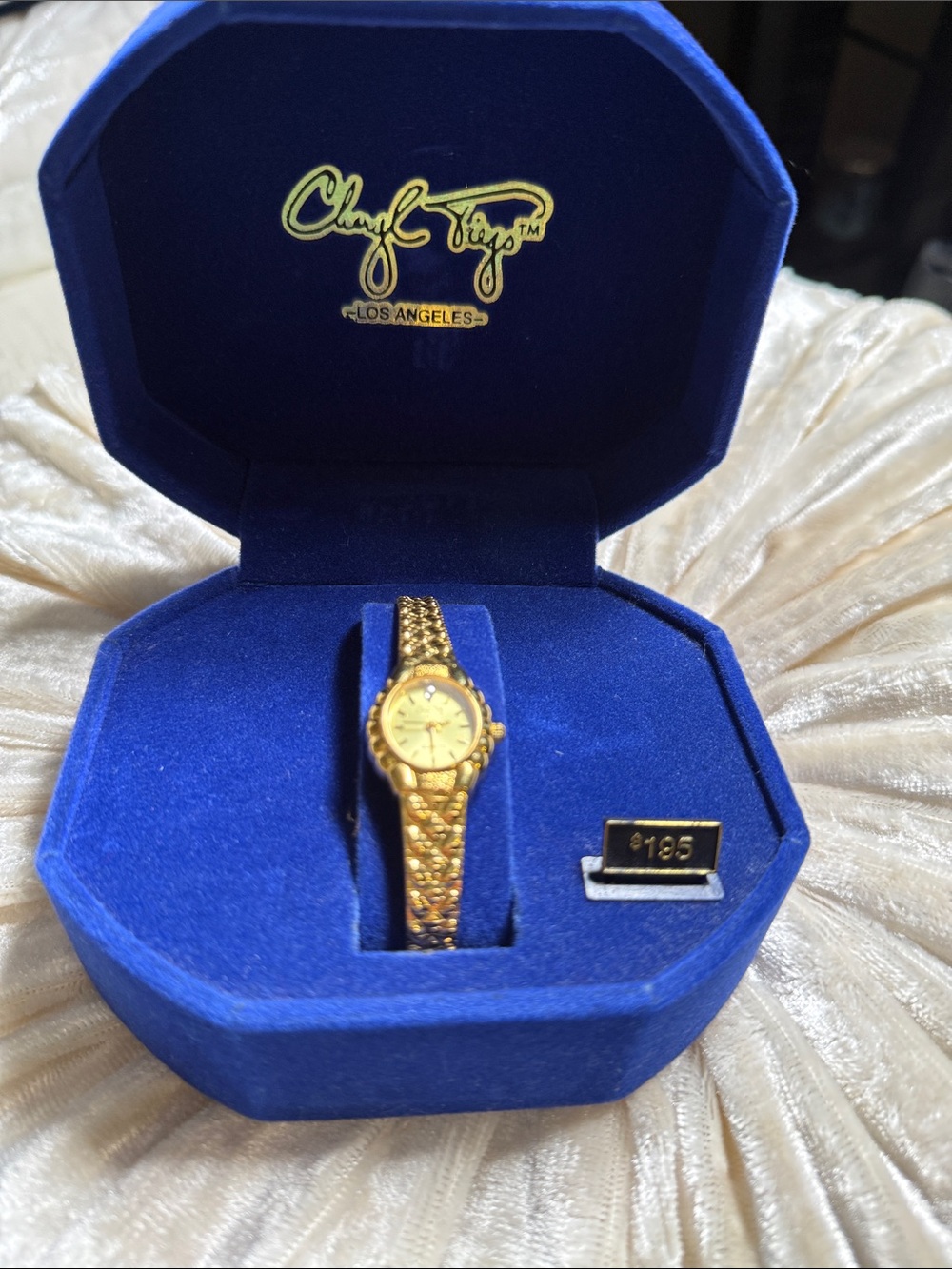 Cheryl Tiegs VTG Gold Tone Women's Bracelet Watch in Box -Needs Battery